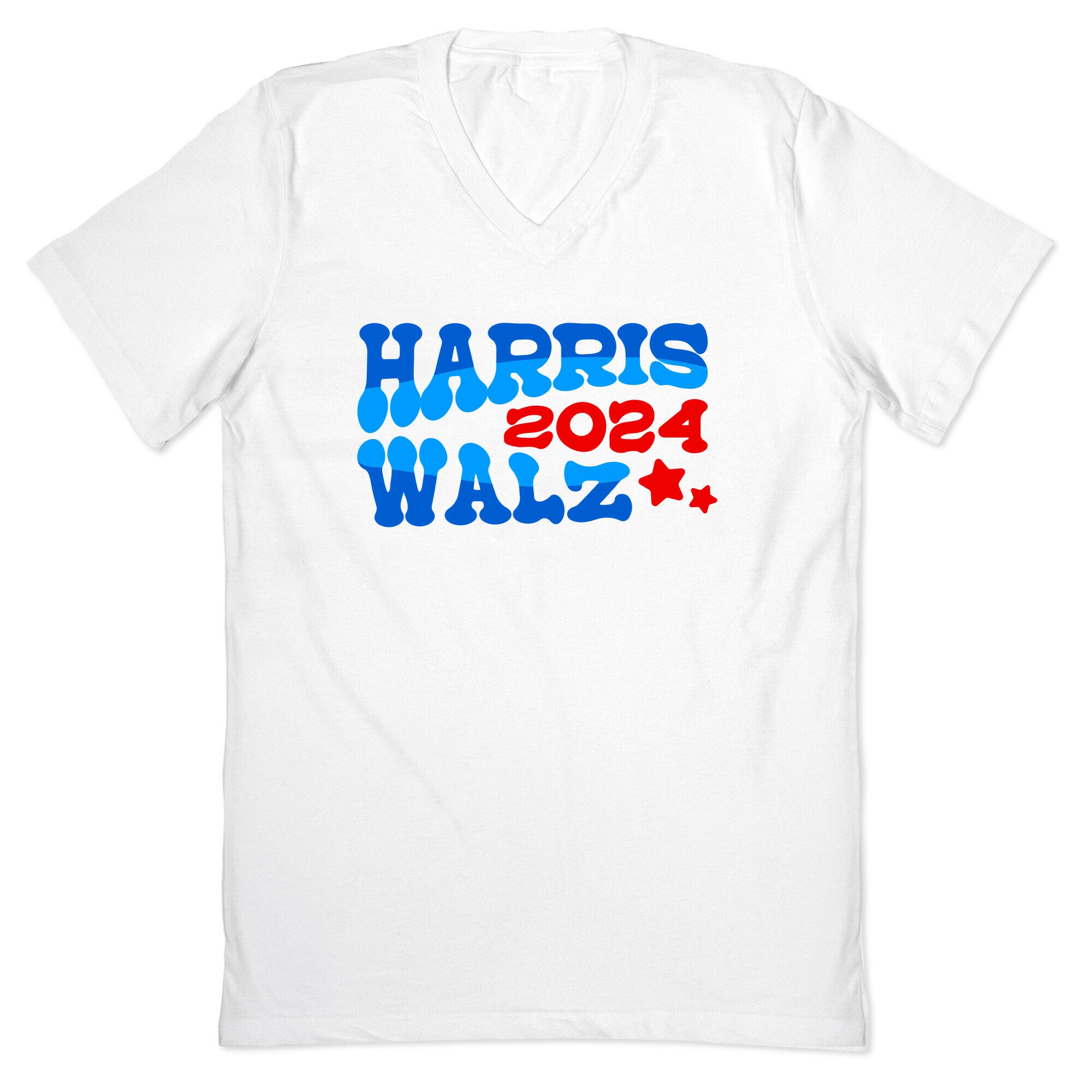 Harris Walz 2024 Retro Text V-Neck