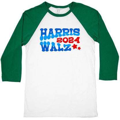 Harris Walz 2024 Retro Text Baseball Tee