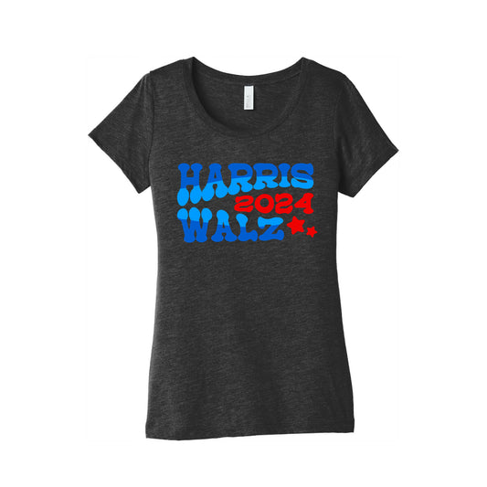 Harris Walz 2024 Retro Text Womens Triblend Tee