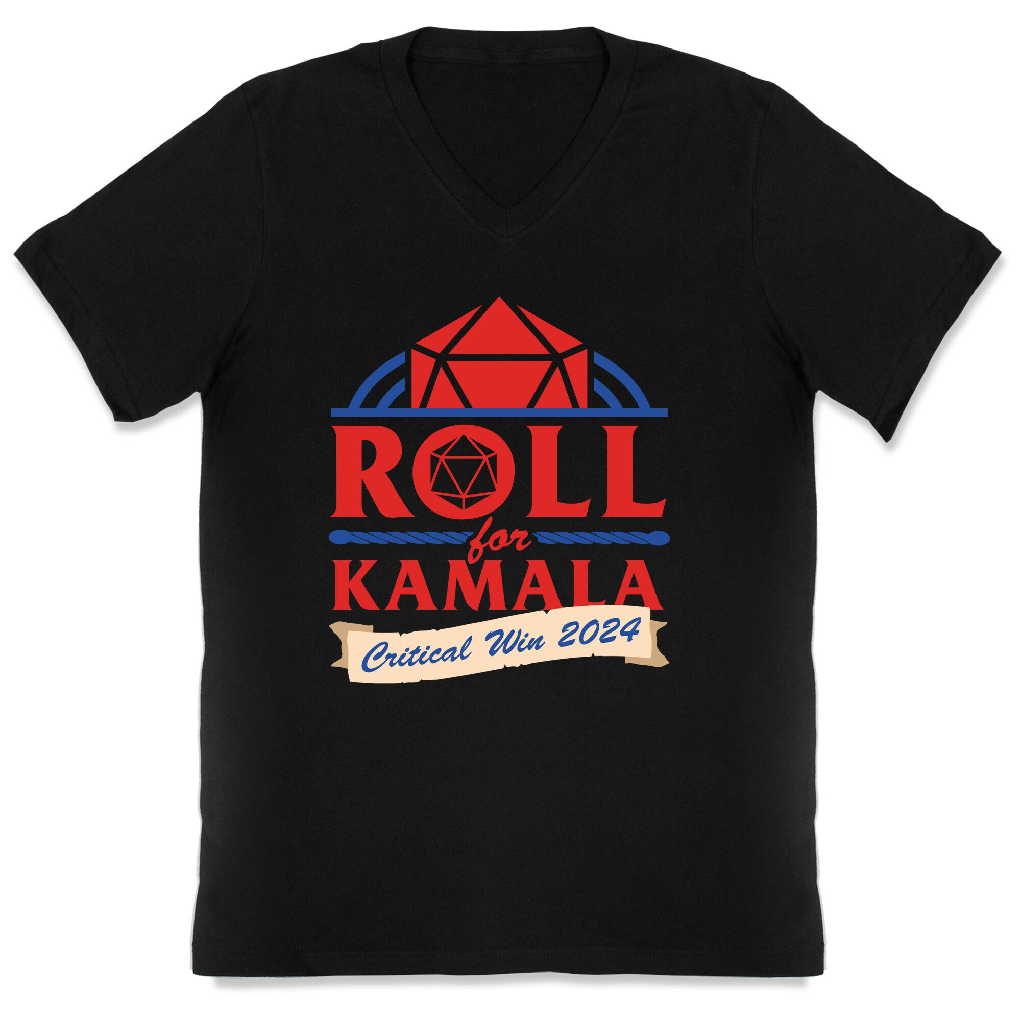 Roll for Kamala: Critical Win 2024 V-Neck