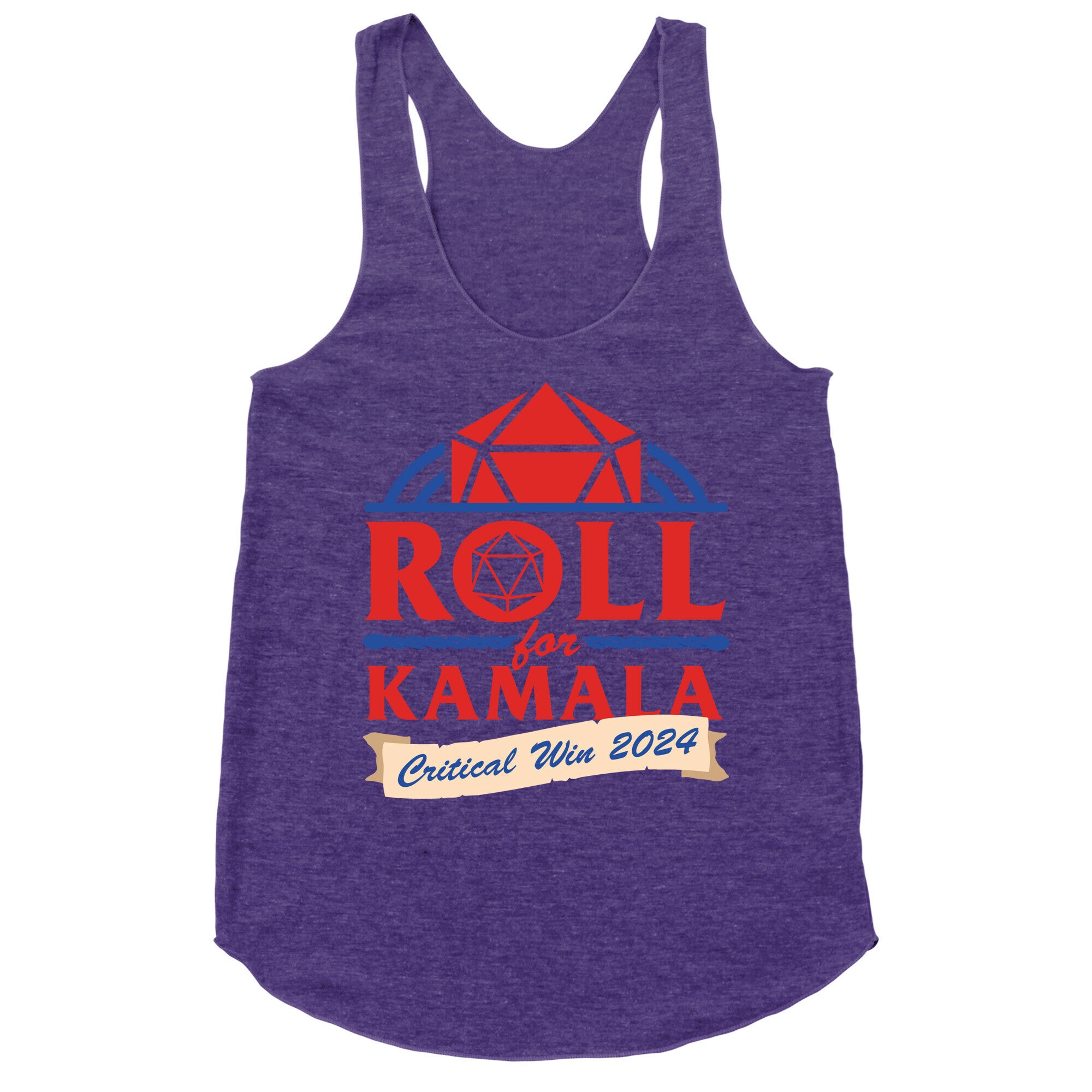 Roll for Kamala: Critical Win 2024 Racerback Tank