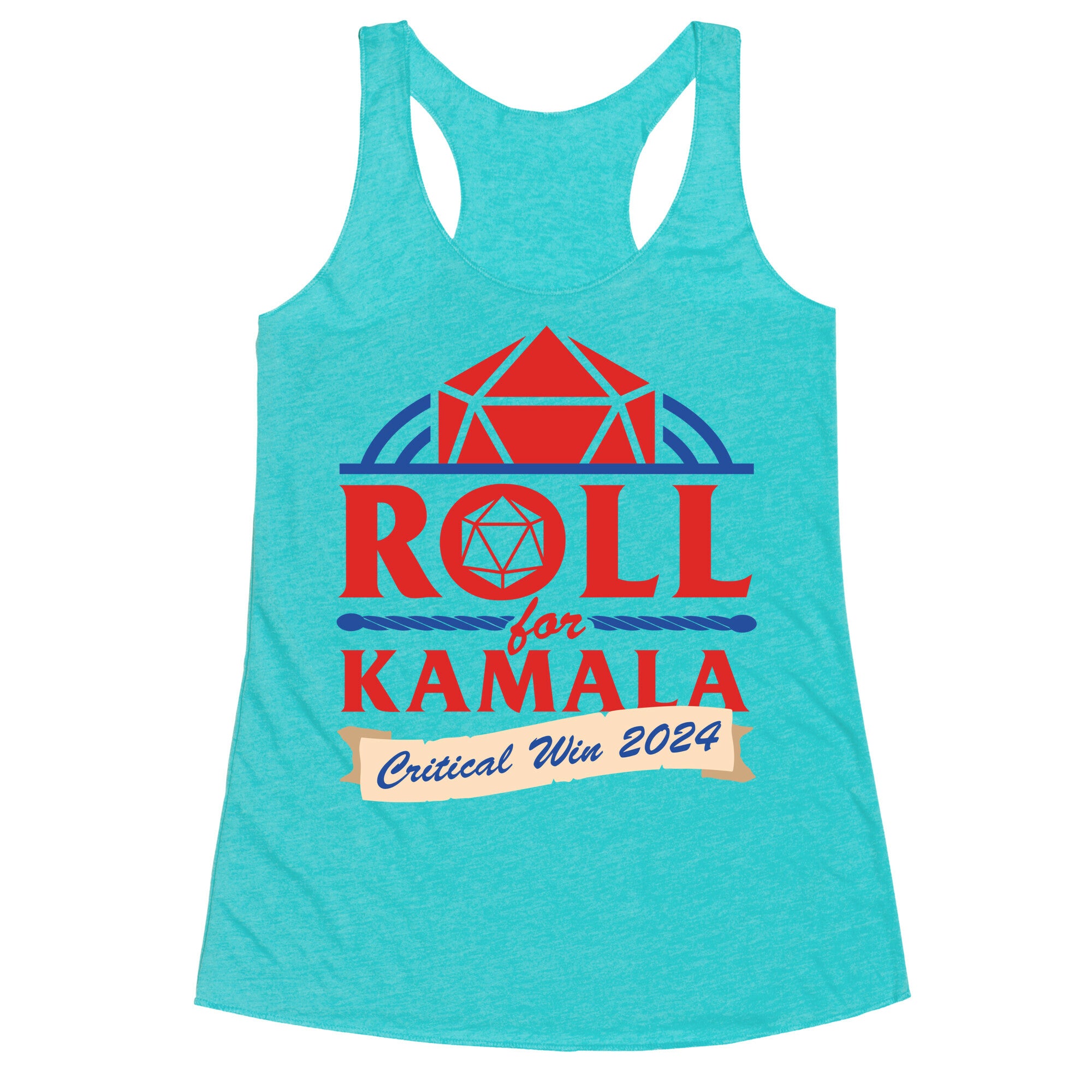 Roll for Kamala: Critical Win 2024 Racerback Tank
