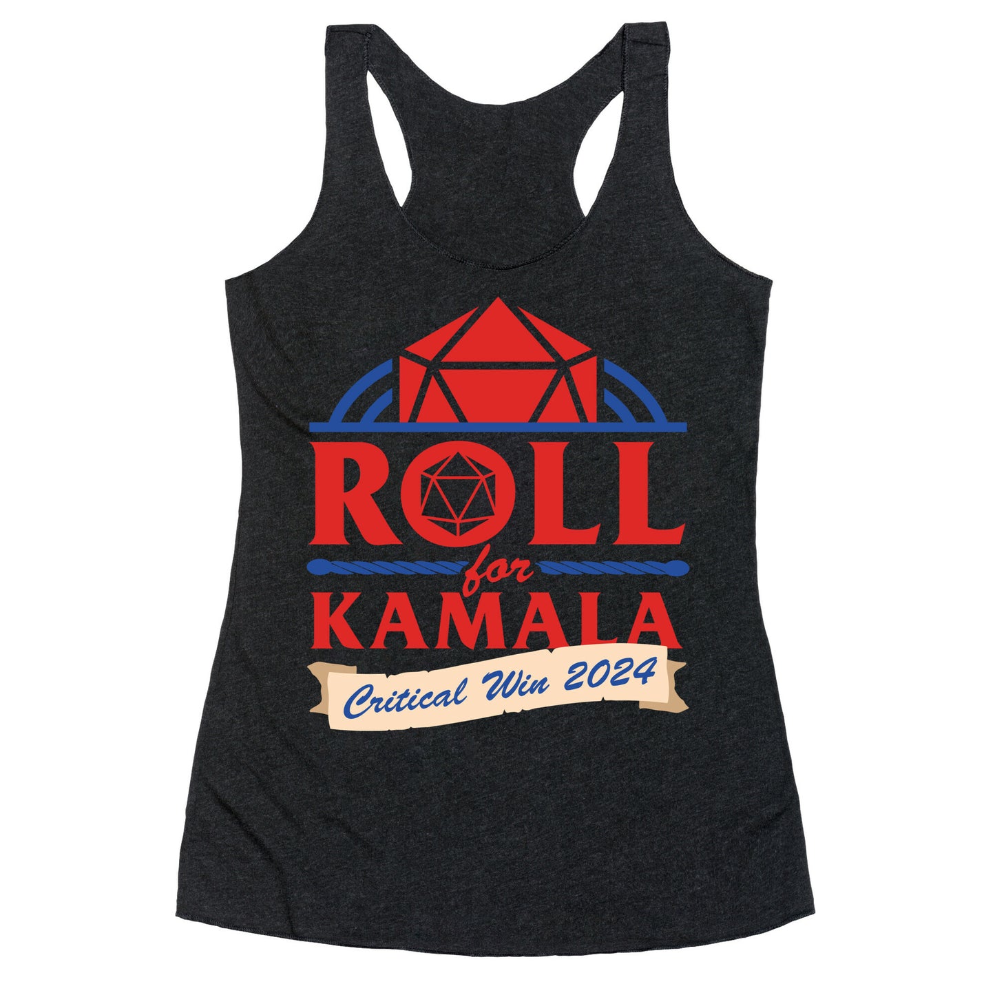 Roll for Kamala: Critical Win 2024 Racerback Tank