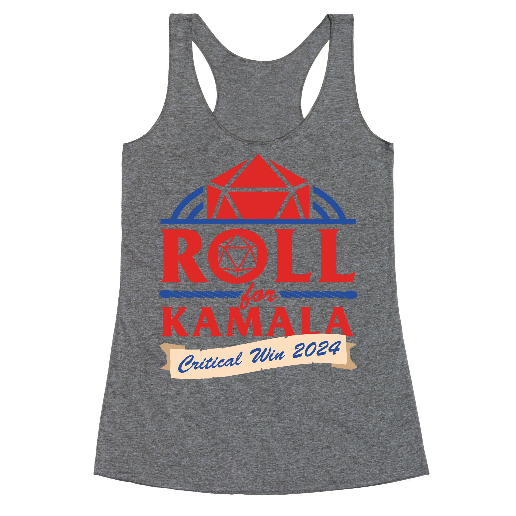 Roll for Kamala: Critical Win 2024 Racerback Tank