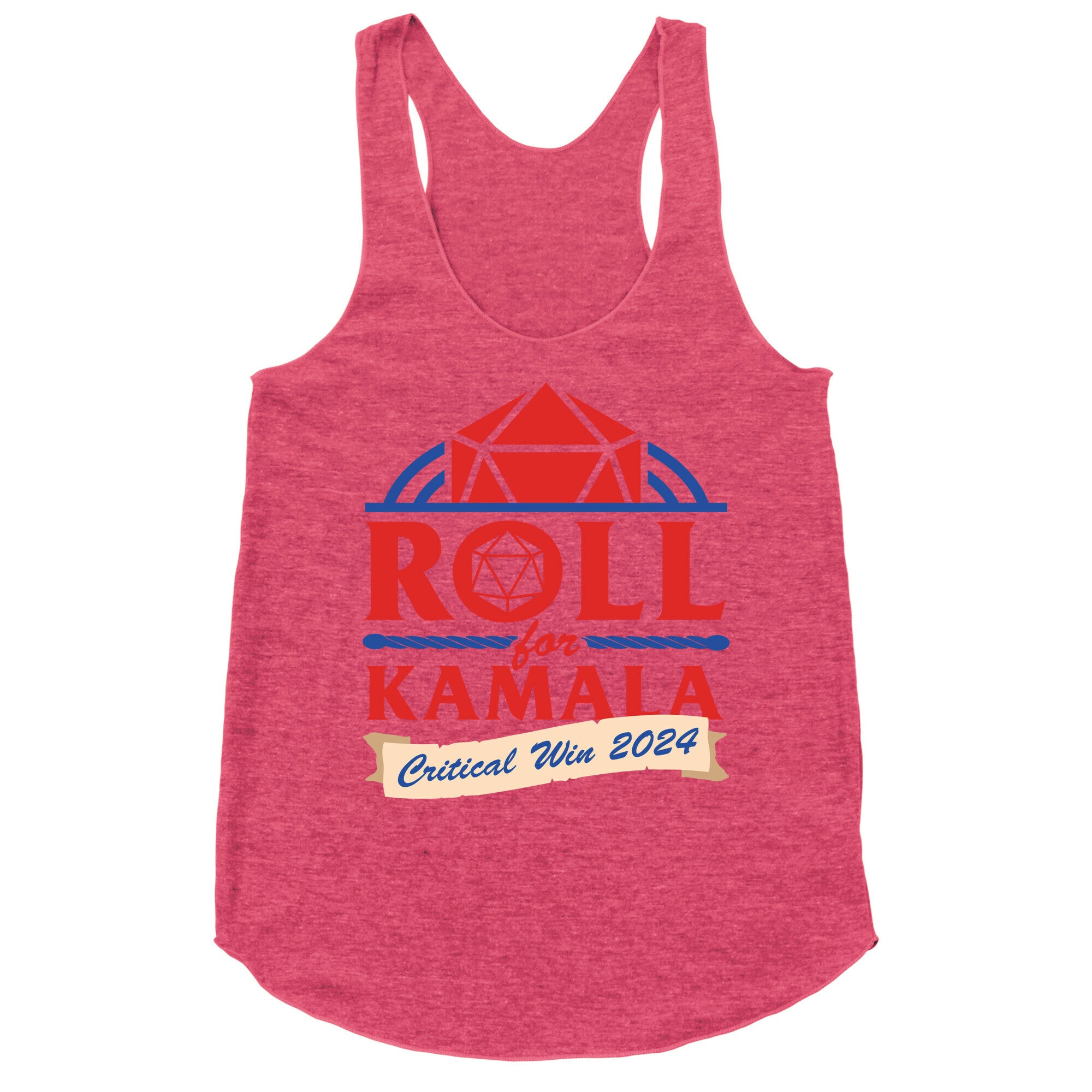 Roll for Kamala: Critical Win 2024 Racerback Tank