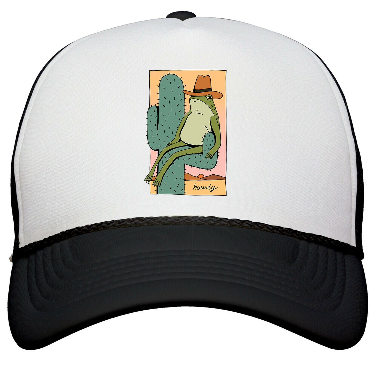 Howdy Frog Cowboy Snapback Trucker Hat