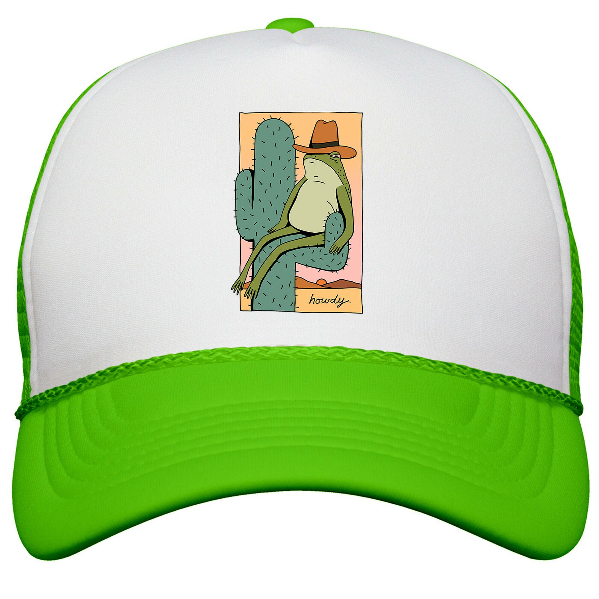 Howdy Frog Cowboy Snapback Trucker Hat