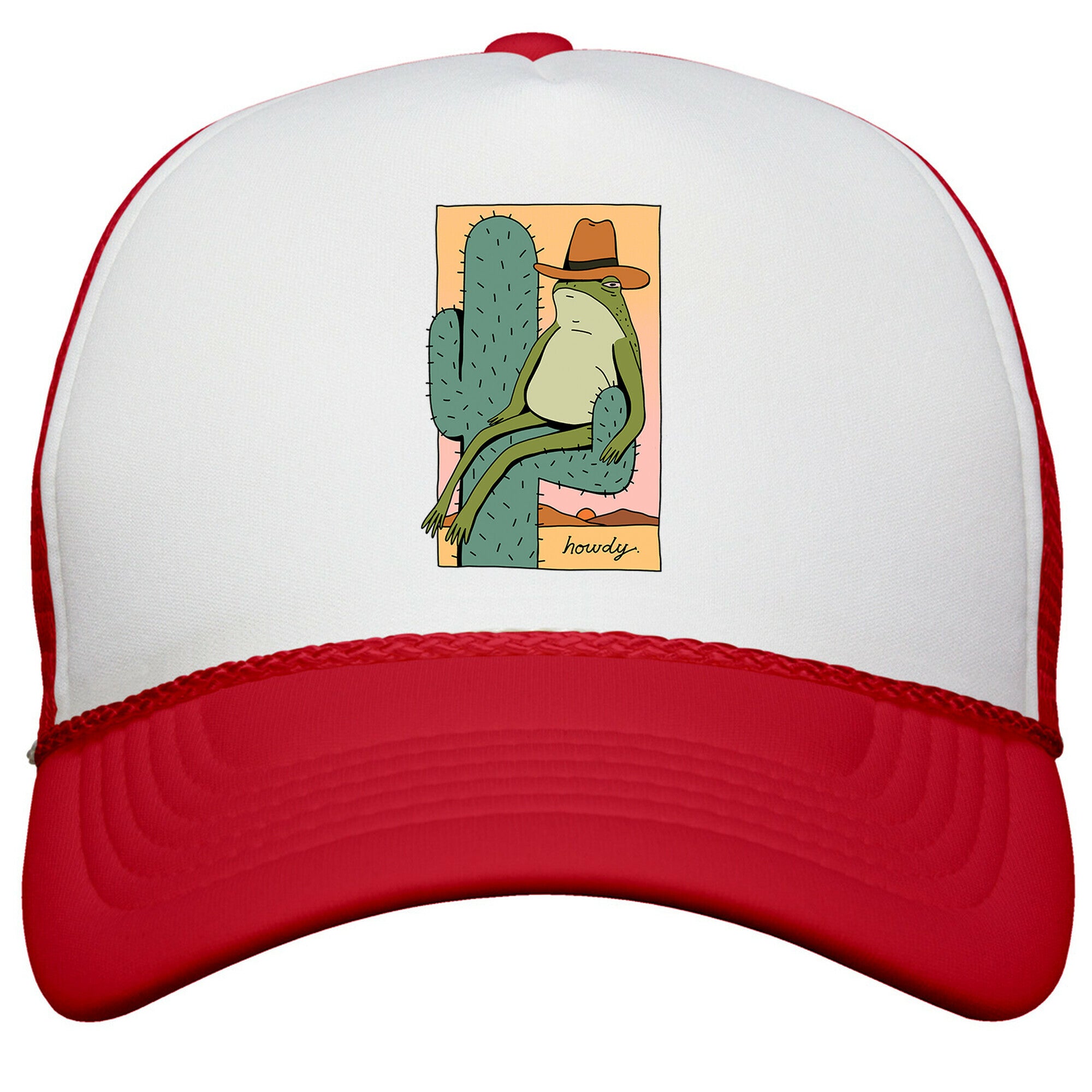 Howdy Frog Cowboy Snapback Trucker Hat