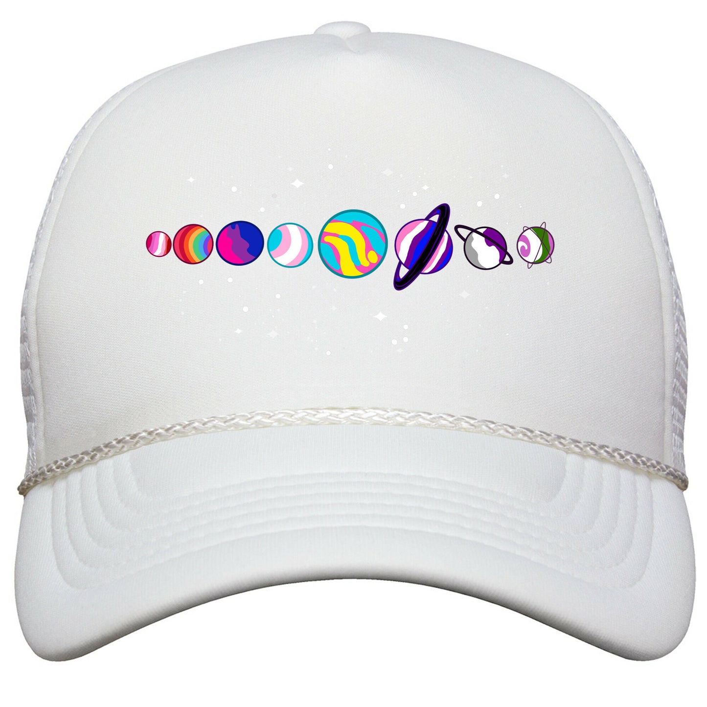 LGBTQ+ Planets Snapback Trucker Hat