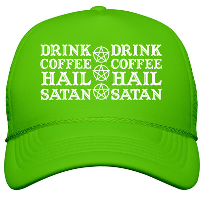 Drink Coffee, Hail Satan Snapback Trucker Hat