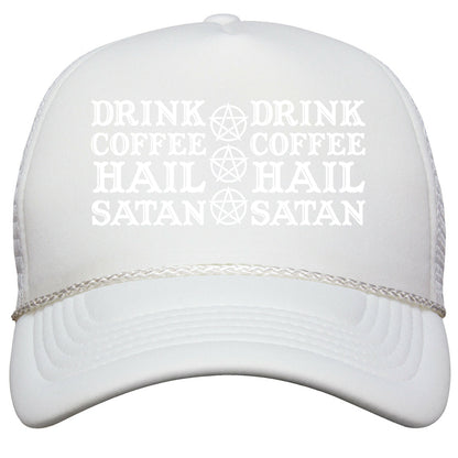 Drink Coffee, Hail Satan Snapback Trucker Hat