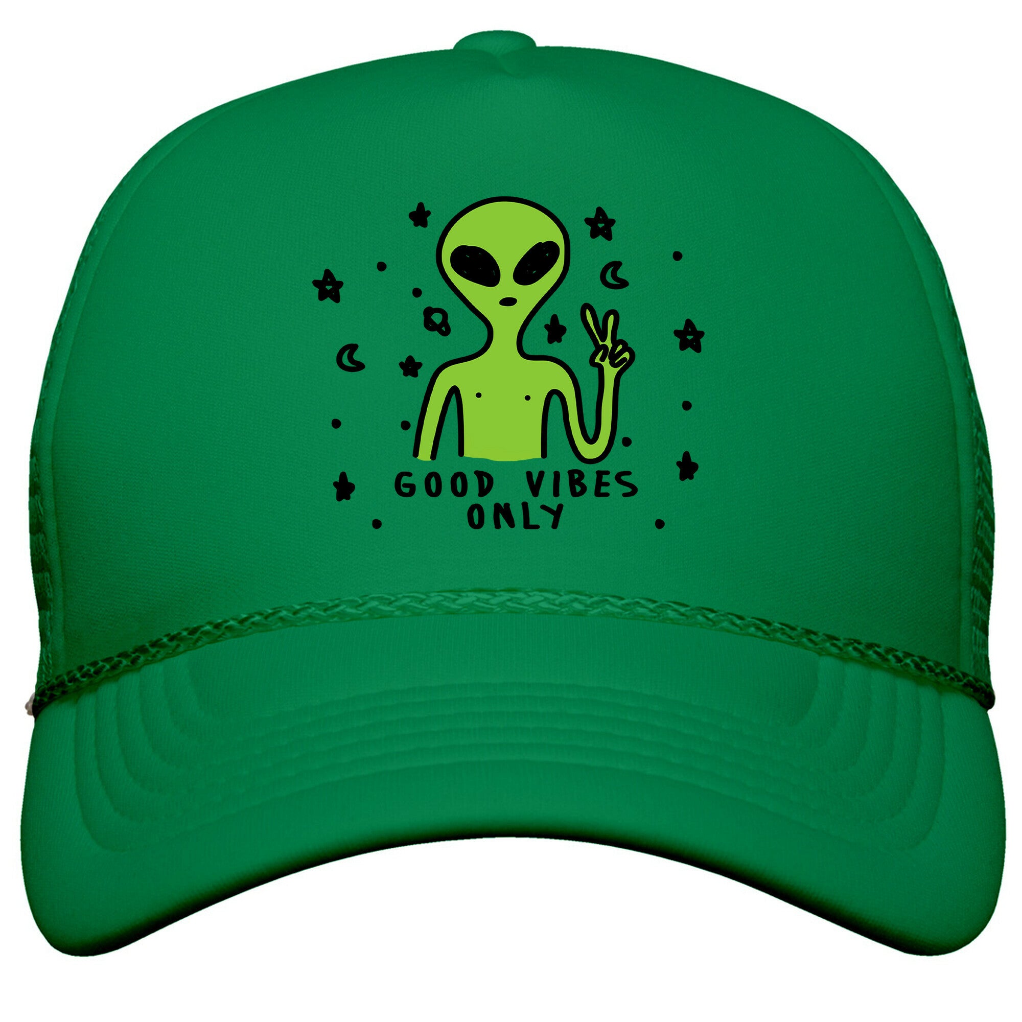 Good Vibes Only Alien Snapback Trucker Hat