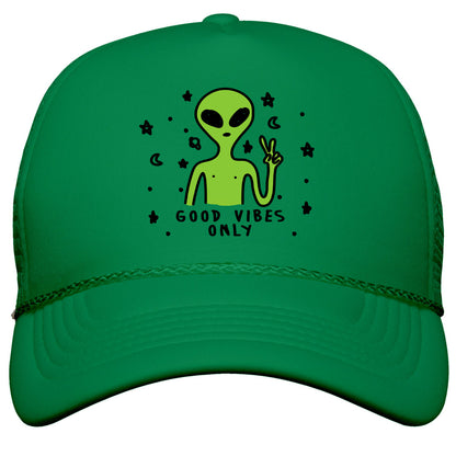 Good Vibes Only Alien Snapback Trucker Hat
