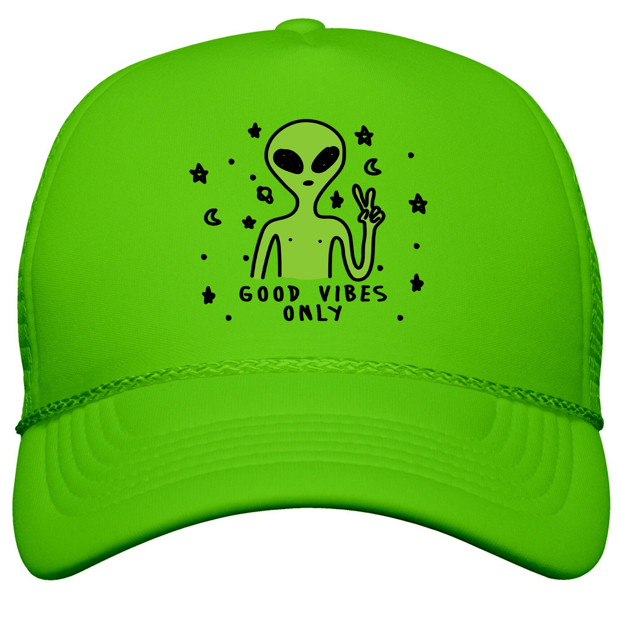 Good Vibes Only Alien Snapback Trucker Hat
