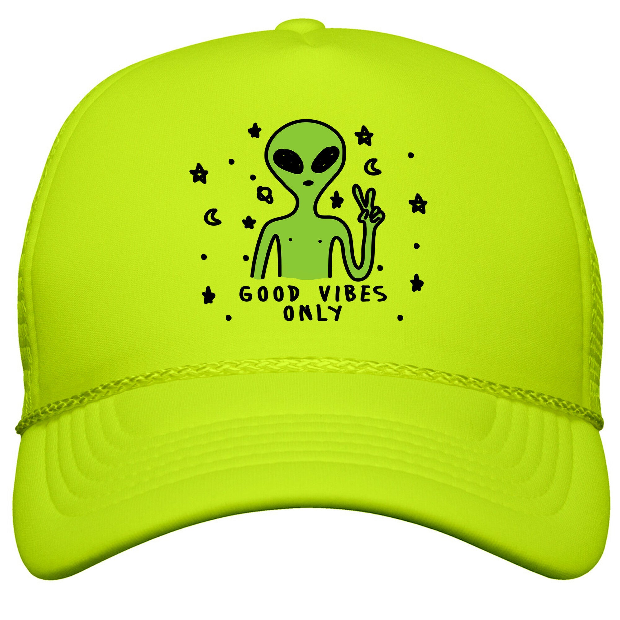 Good Vibes Only Alien Snapback Trucker Hat