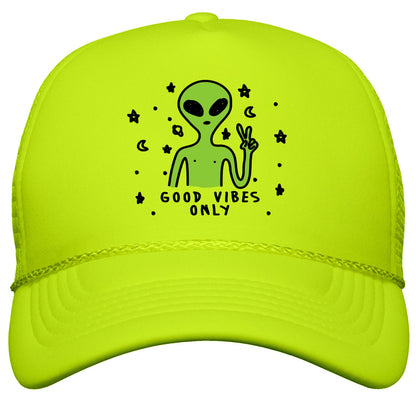 Good Vibes Only Alien Snapback Trucker Hat
