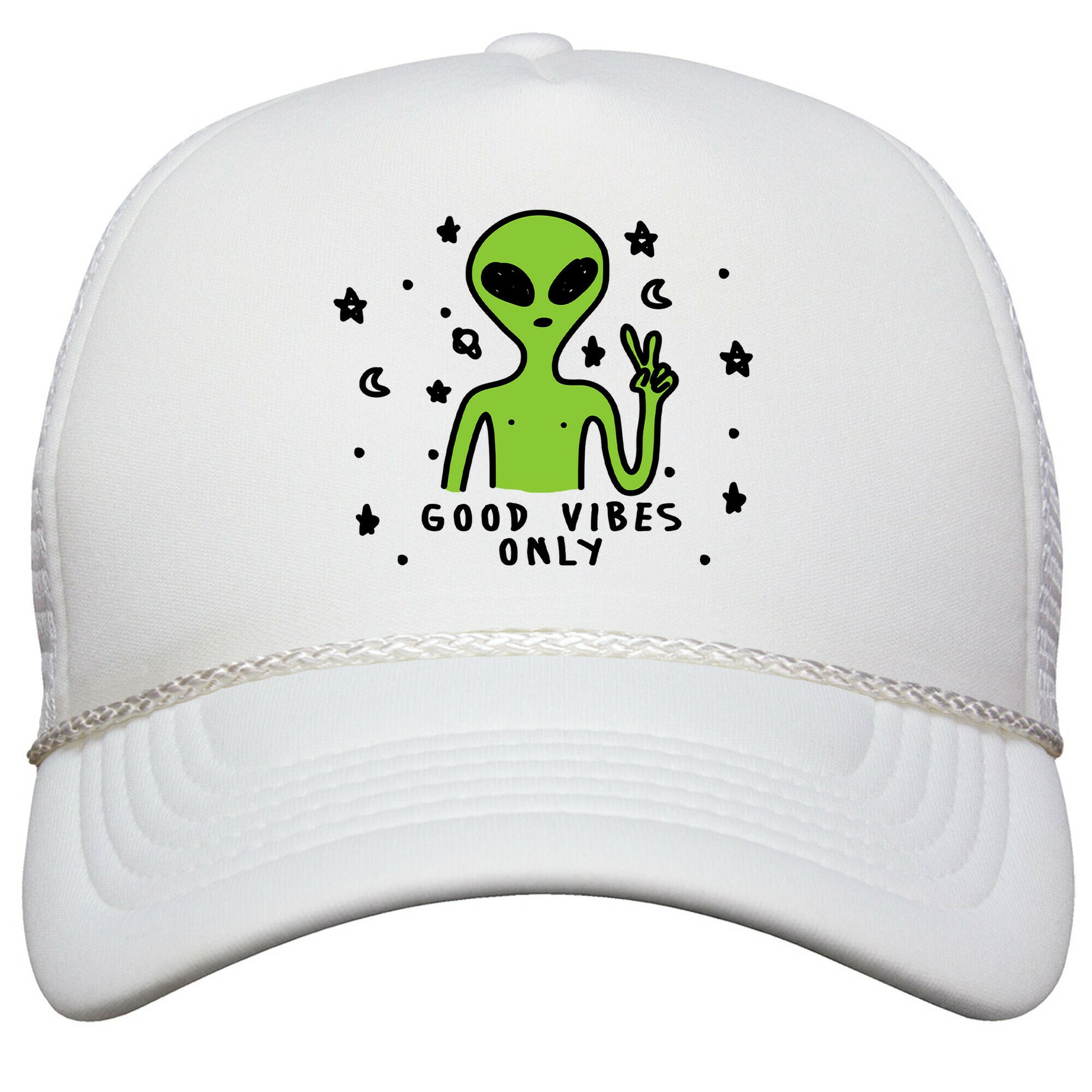 Good Vibes Only Alien Snapback Trucker Hat