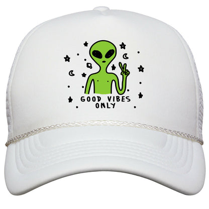 Good Vibes Only Alien Snapback Trucker Hat