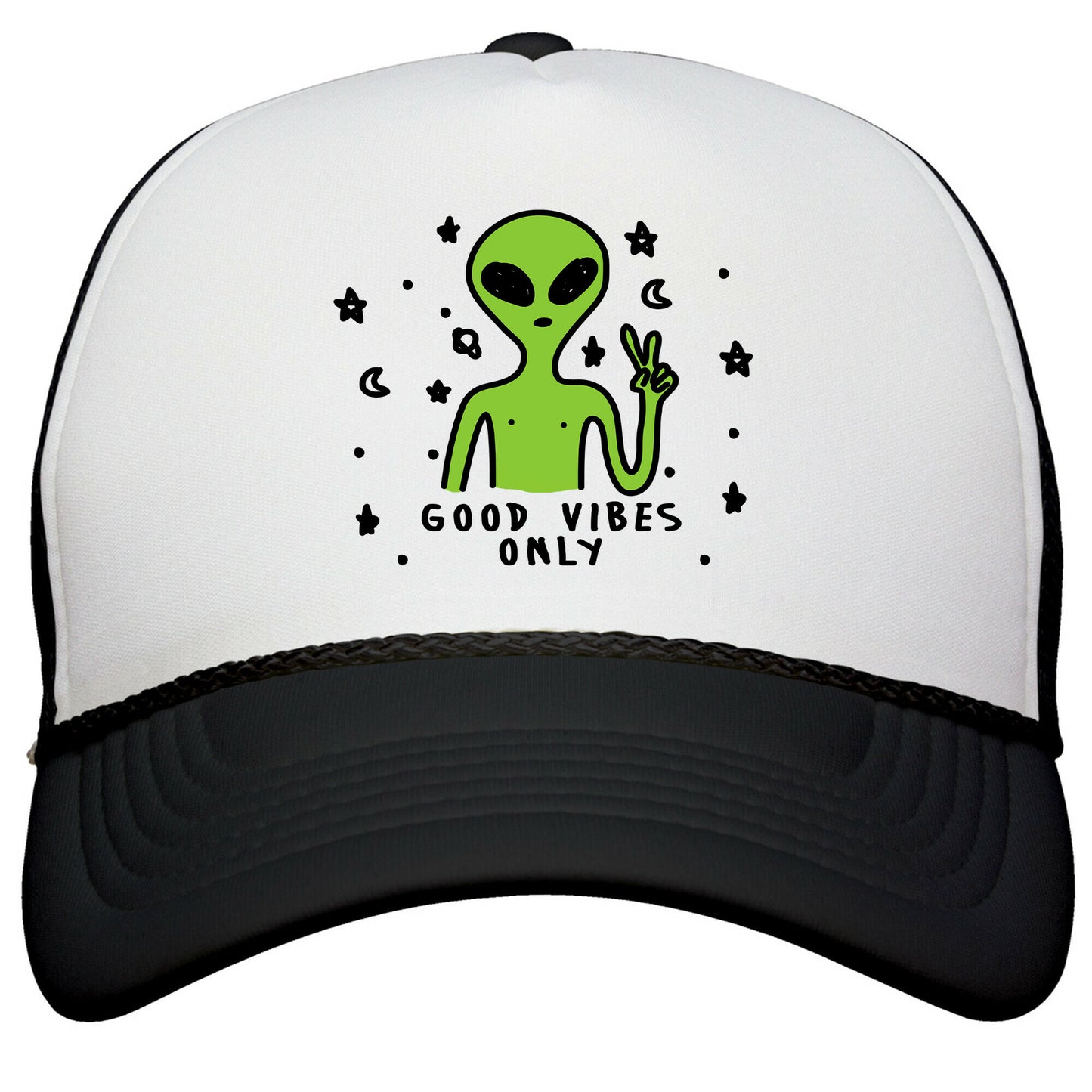 Good Vibes Only Alien Snapback Trucker Hat