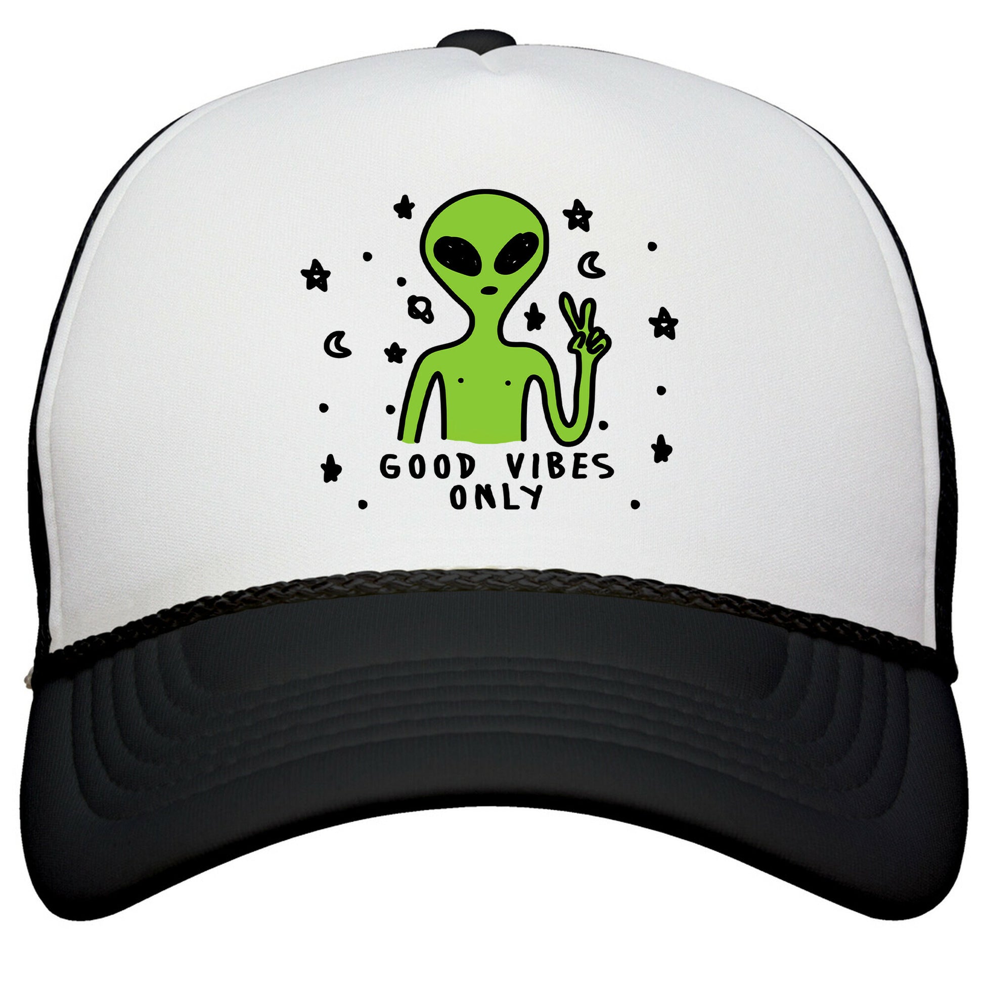 Good Vibes Only Alien Snapback Trucker Hat