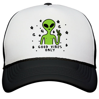 Good Vibes Only Alien Snapback Trucker Hat