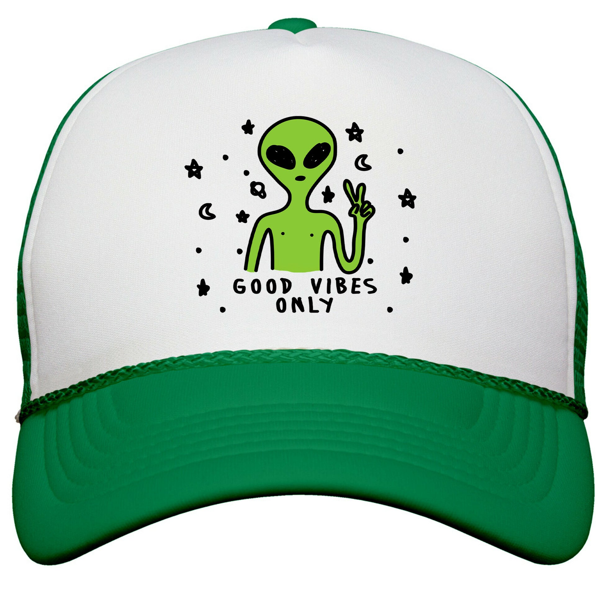 Good Vibes Only Alien Snapback Trucker Hat