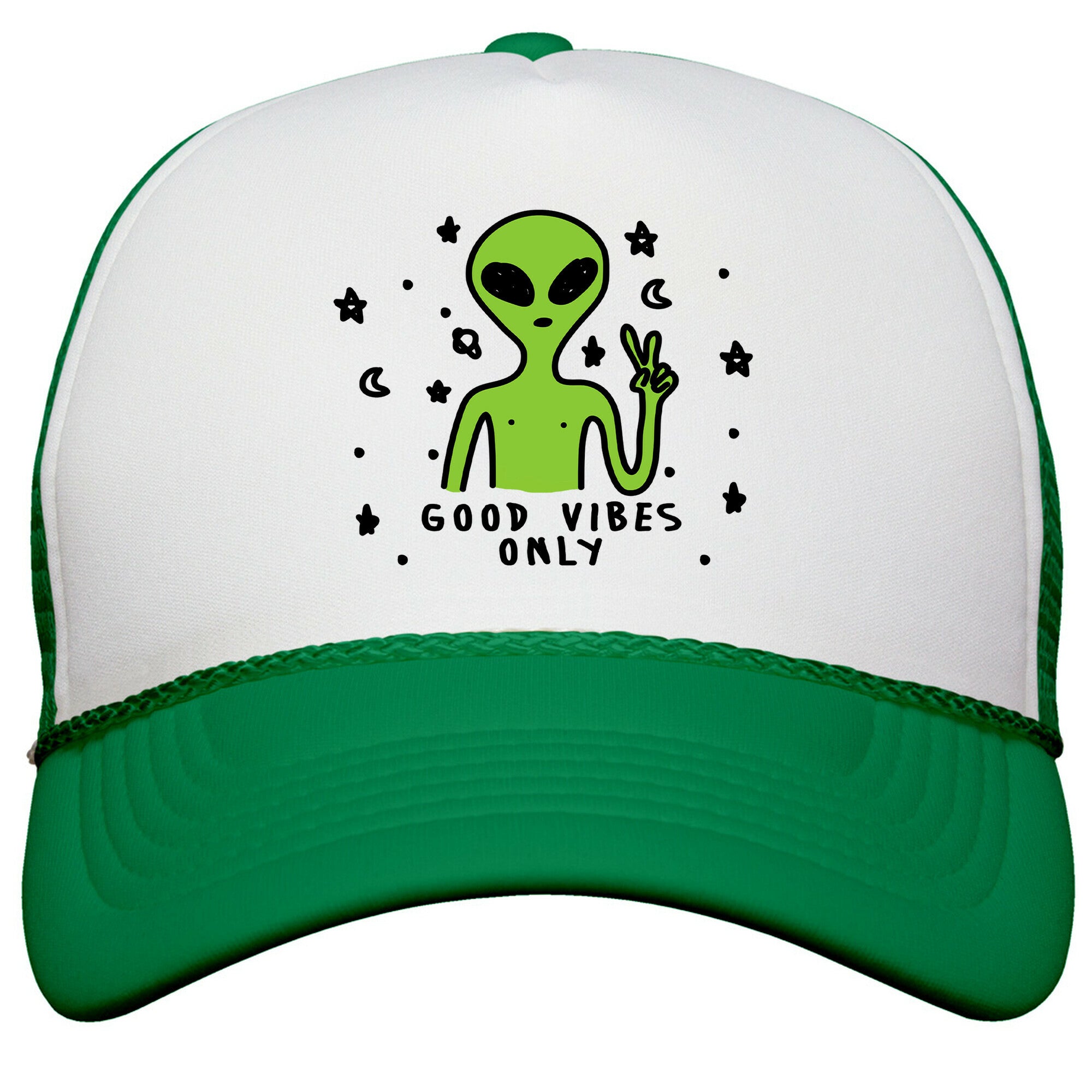 Good Vibes Only Alien Snapback Trucker Hat
