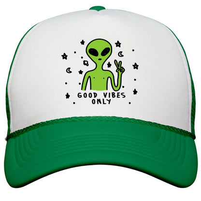 Good Vibes Only Alien Snapback Trucker Hat