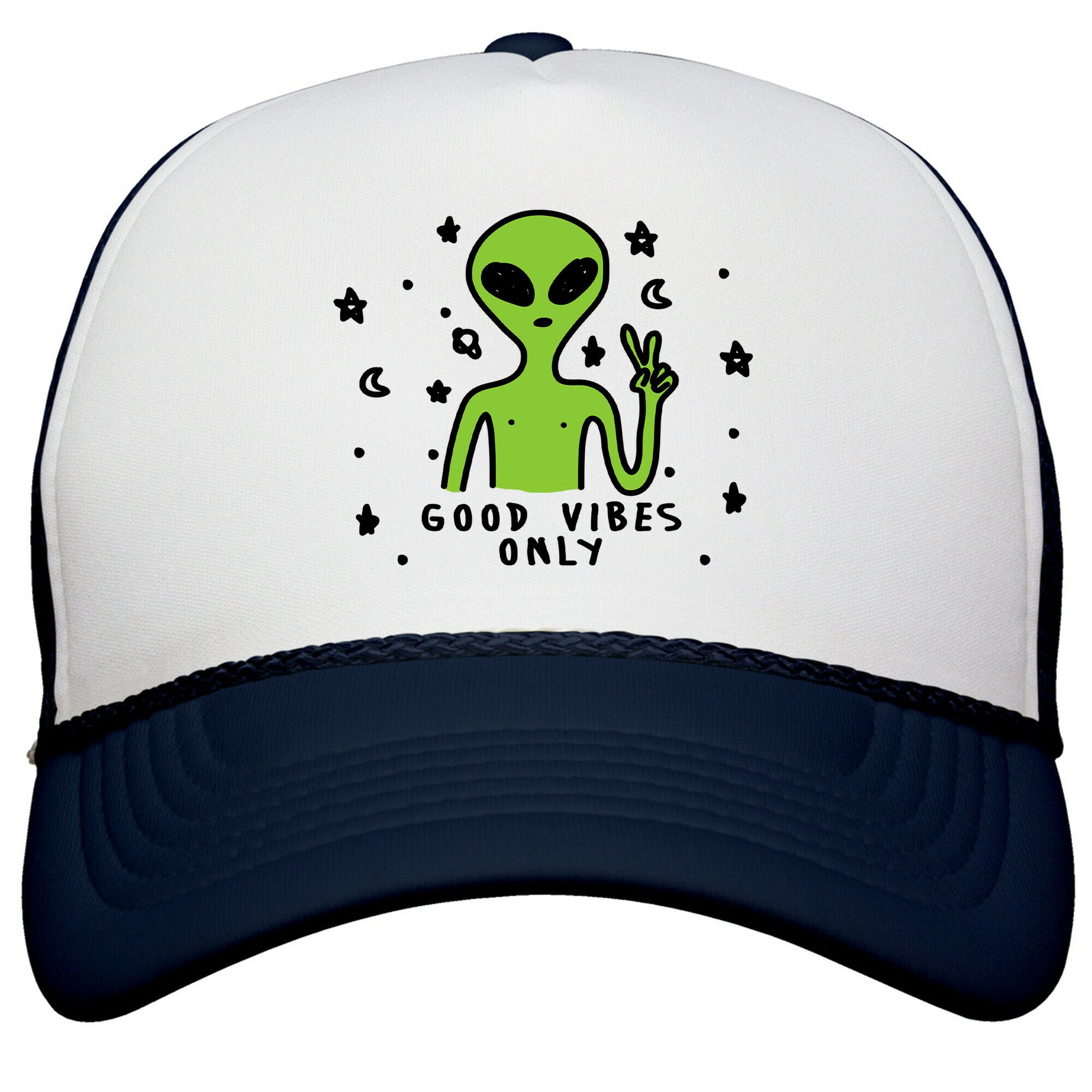 Good Vibes Only Alien Snapback Trucker Hat