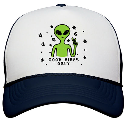 Good Vibes Only Alien Snapback Trucker Hat