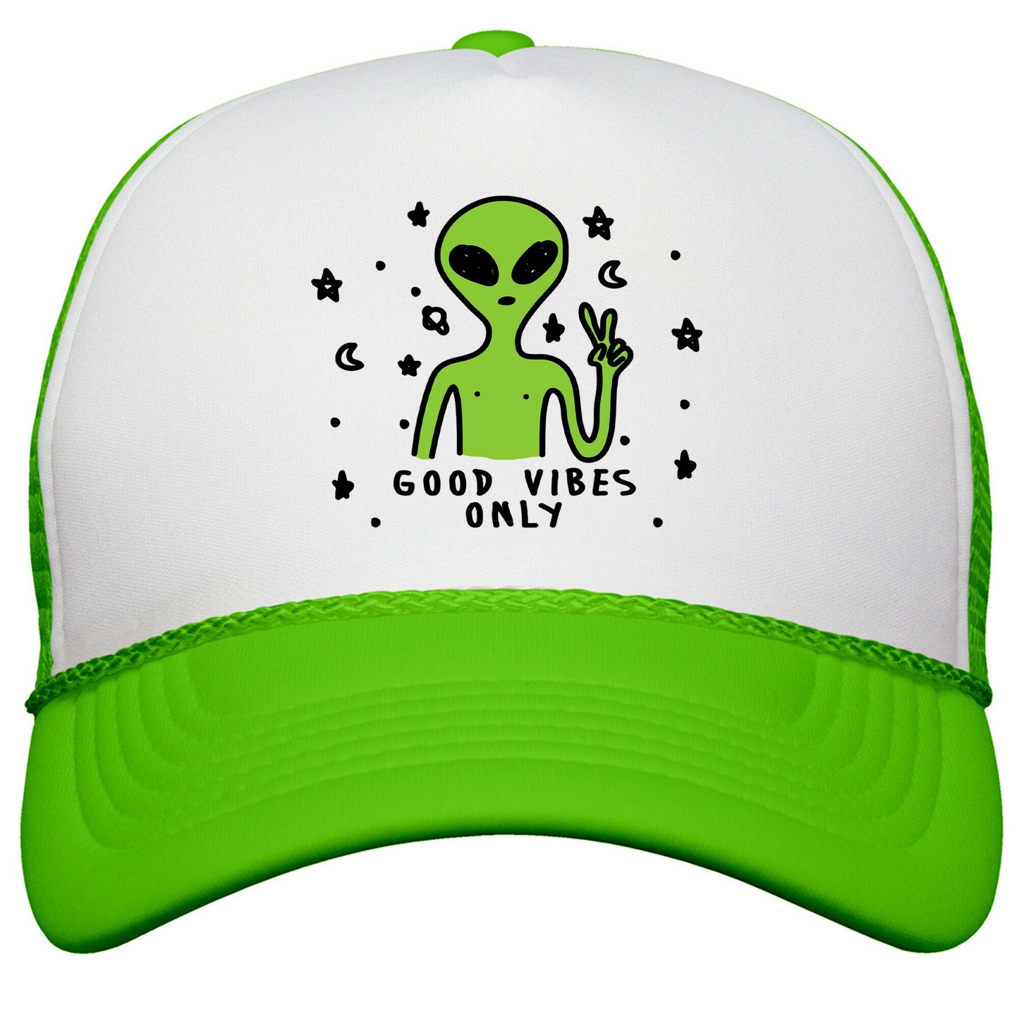 Good Vibes Only Alien Snapback Trucker Hat