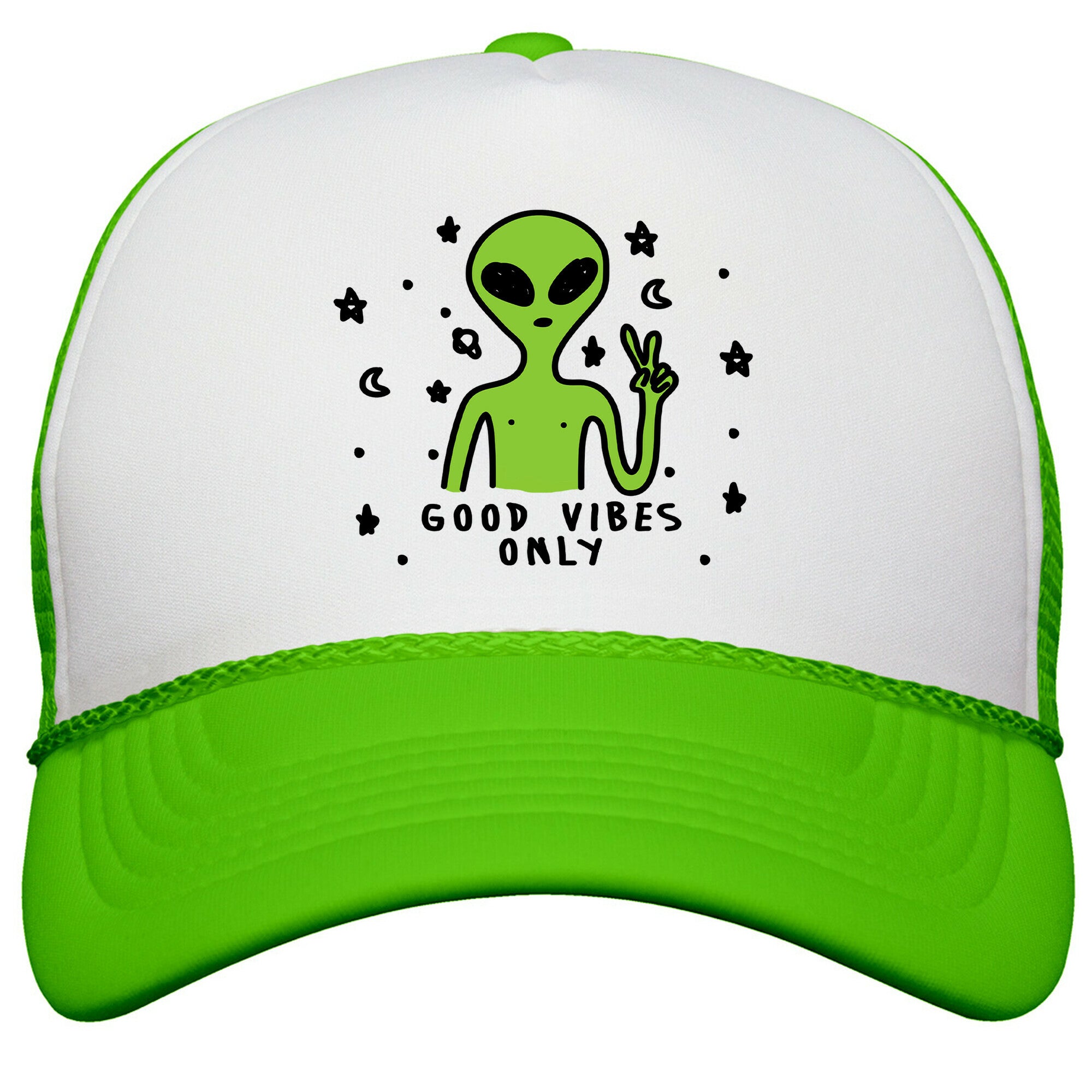 Good Vibes Only Alien Snapback Trucker Hat