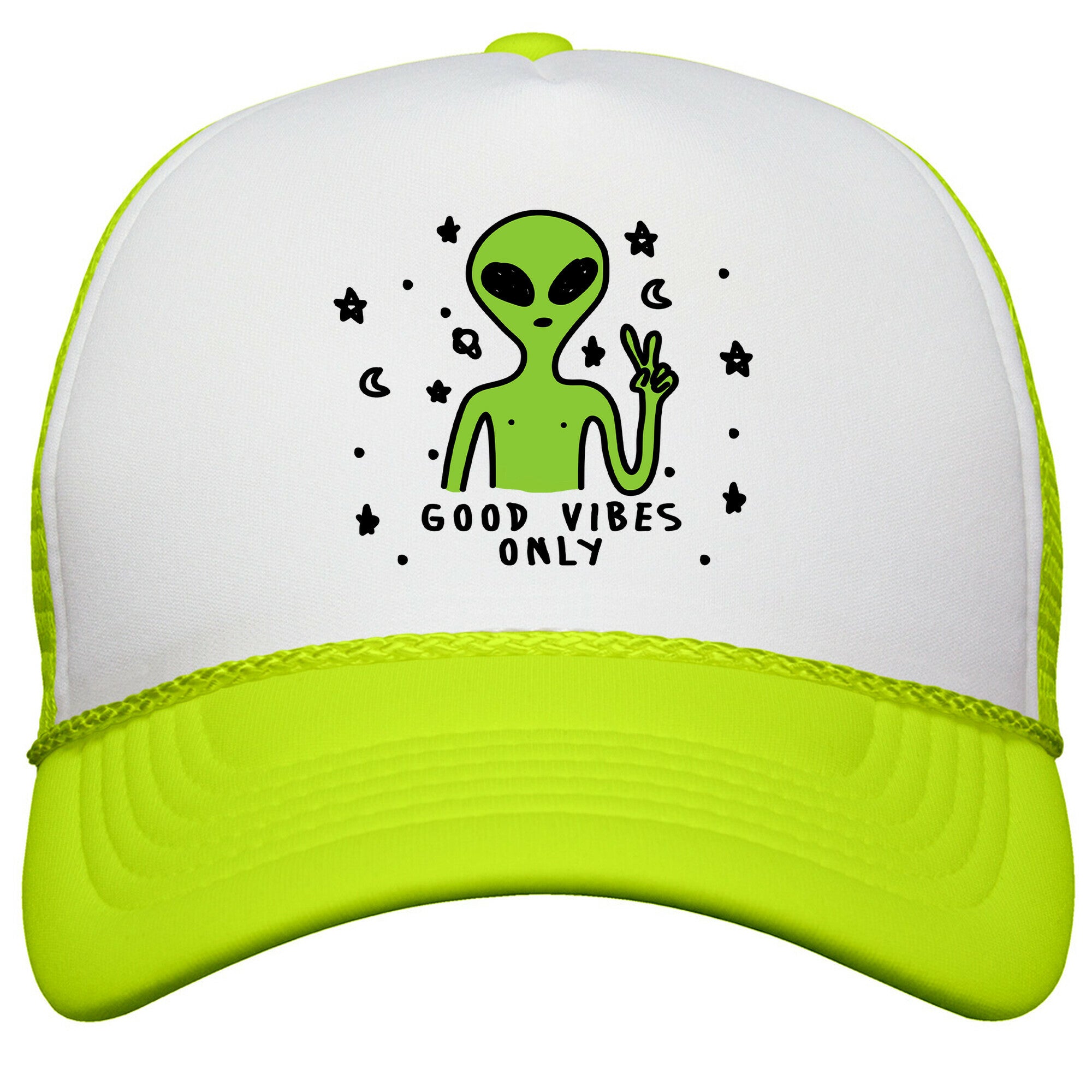 Good Vibes Only Alien Snapback Trucker Hat
