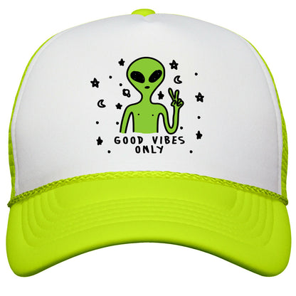 Good Vibes Only Alien Snapback Trucker Hat