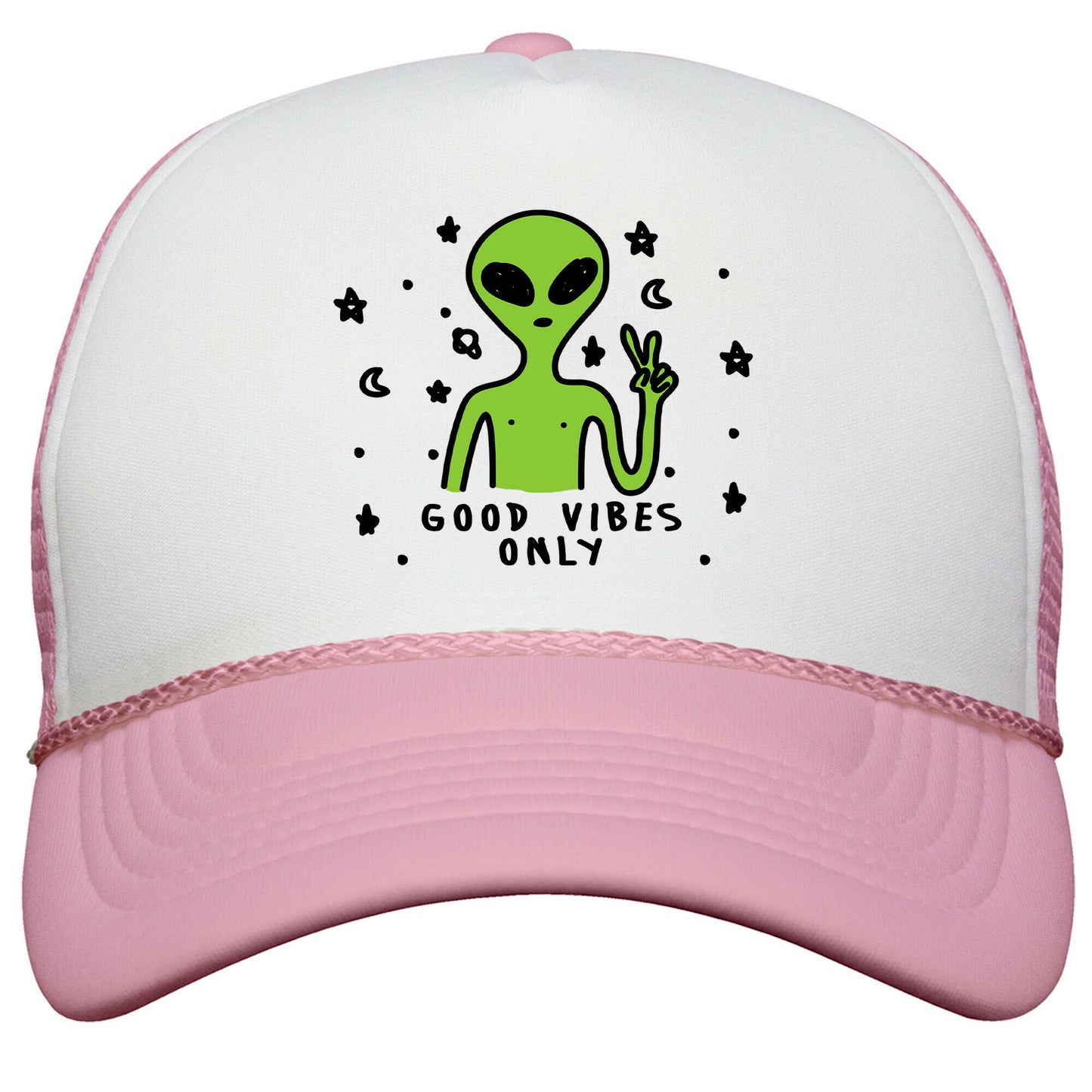 Good Vibes Only Alien Snapback Trucker Hat