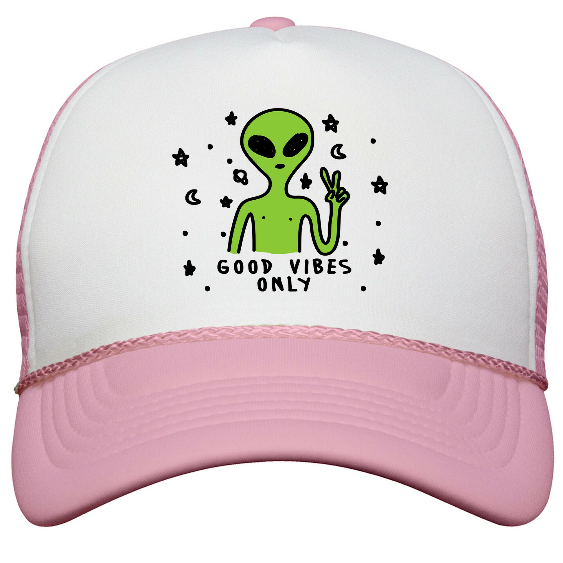 Good Vibes Only Alien Snapback Trucker Hat