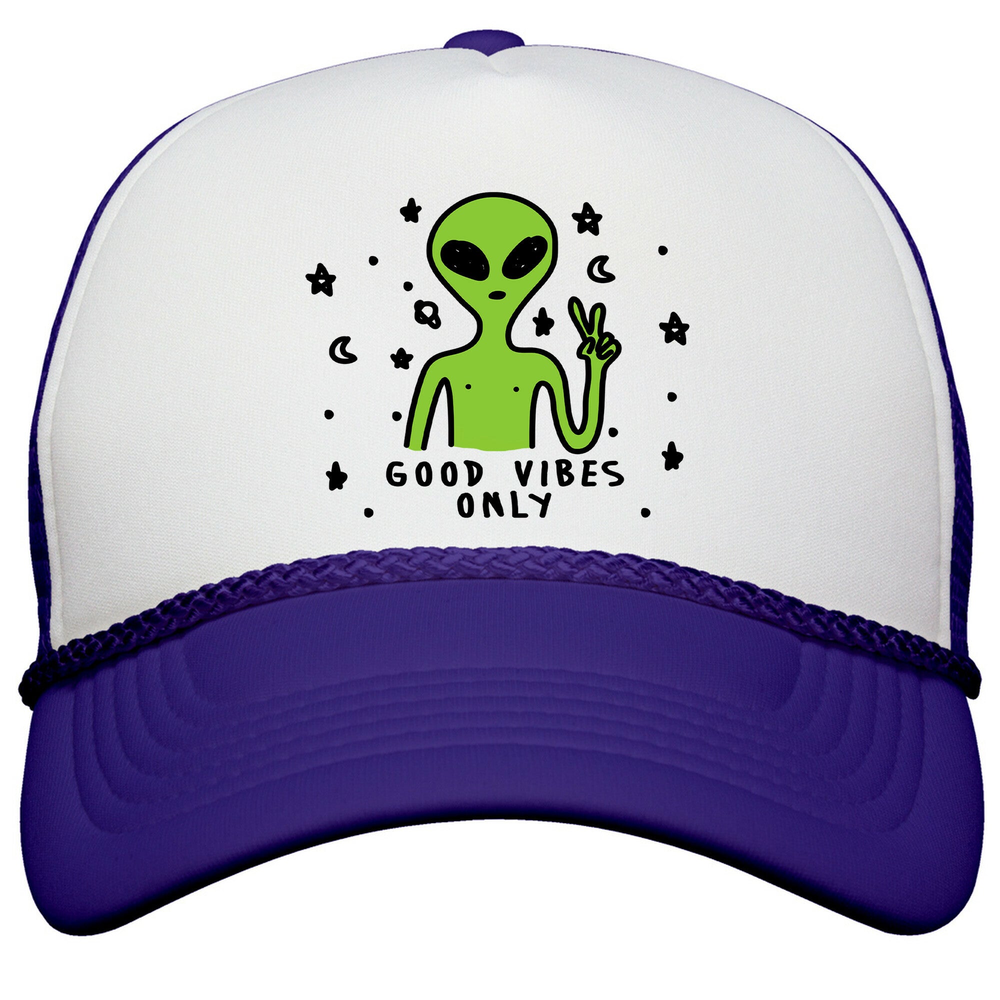 Good Vibes Only Alien Snapback Trucker Hat