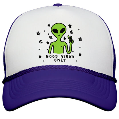 Good Vibes Only Alien Snapback Trucker Hat