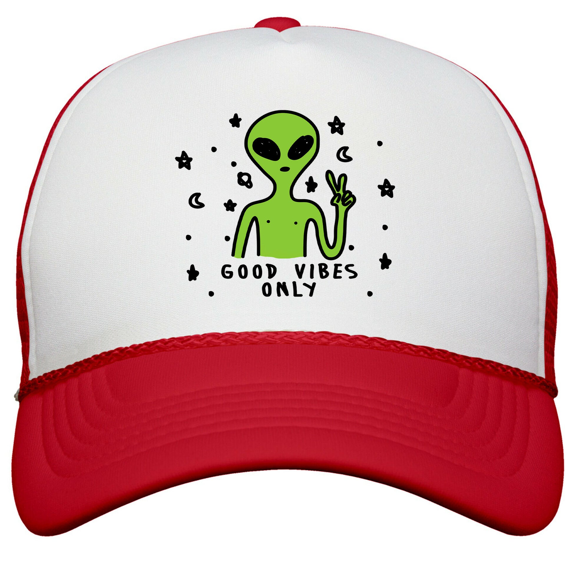 Good Vibes Only Alien Snapback Trucker Hat