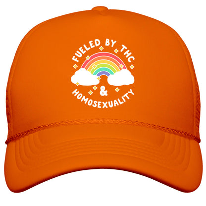Fueled By THC & Homosexuality Snapback Trucker Hat