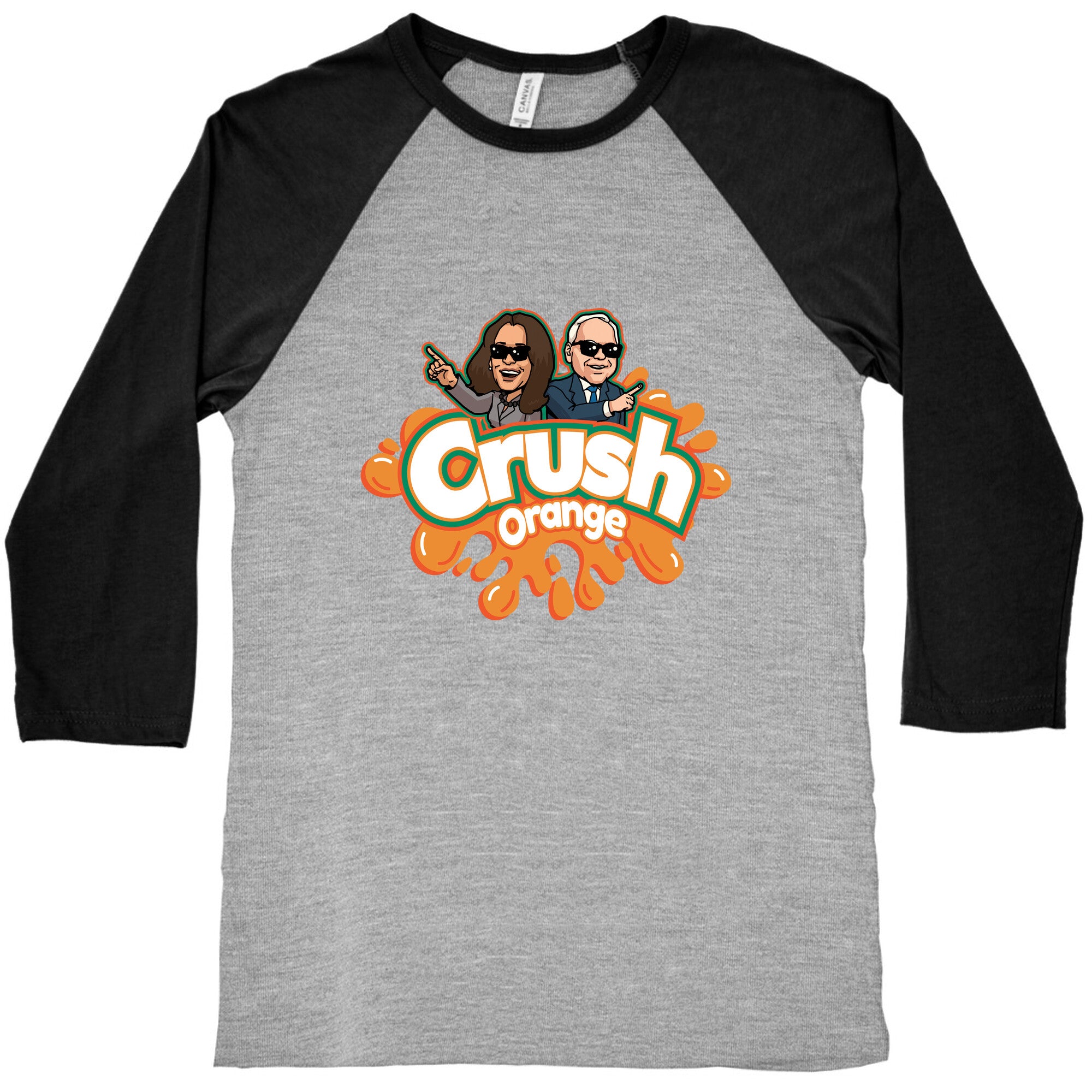 Orange Crush Harris Walz 2024 Baseball Tee