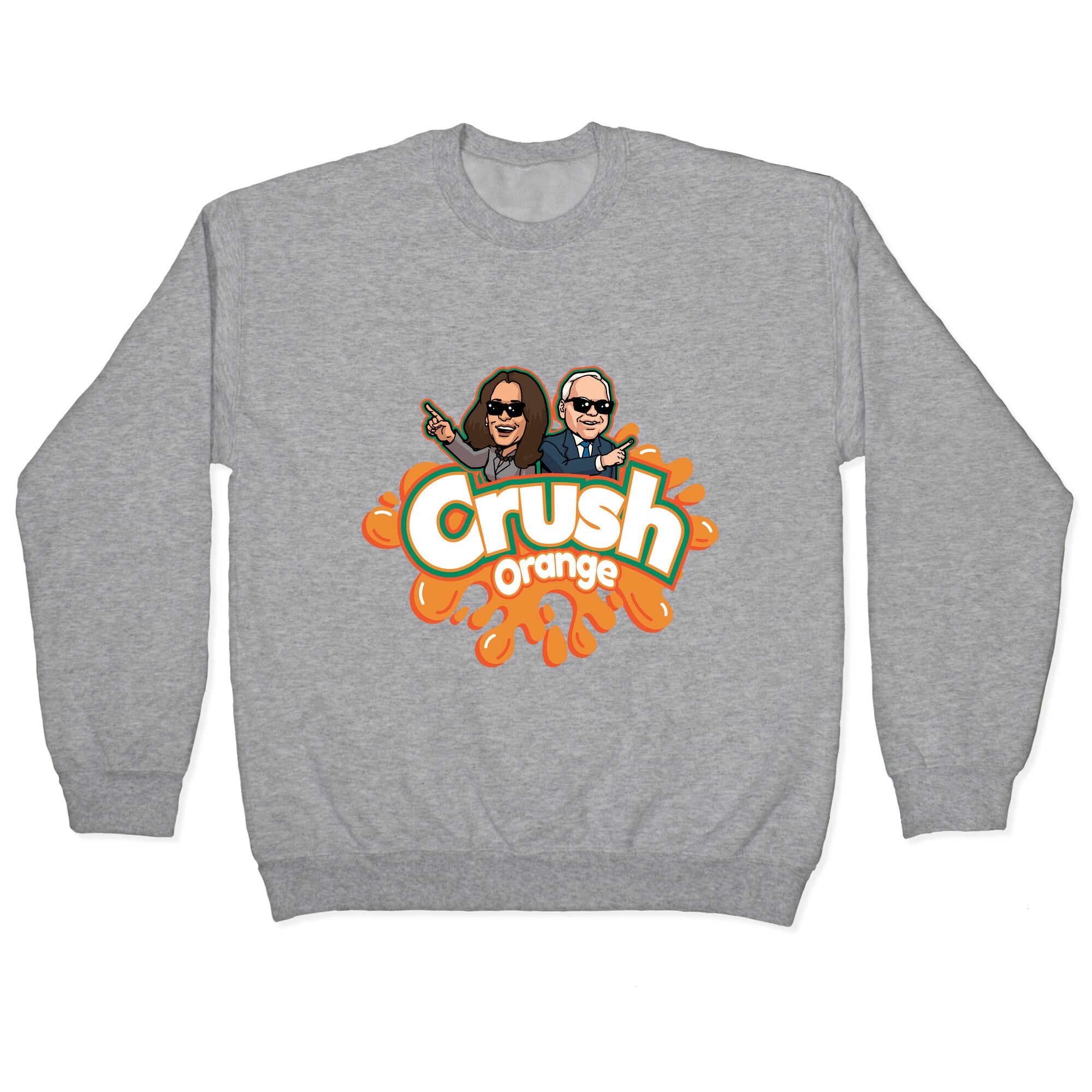 Orange Crush Harris Walz 2024 Crewneck Sweatshirt
