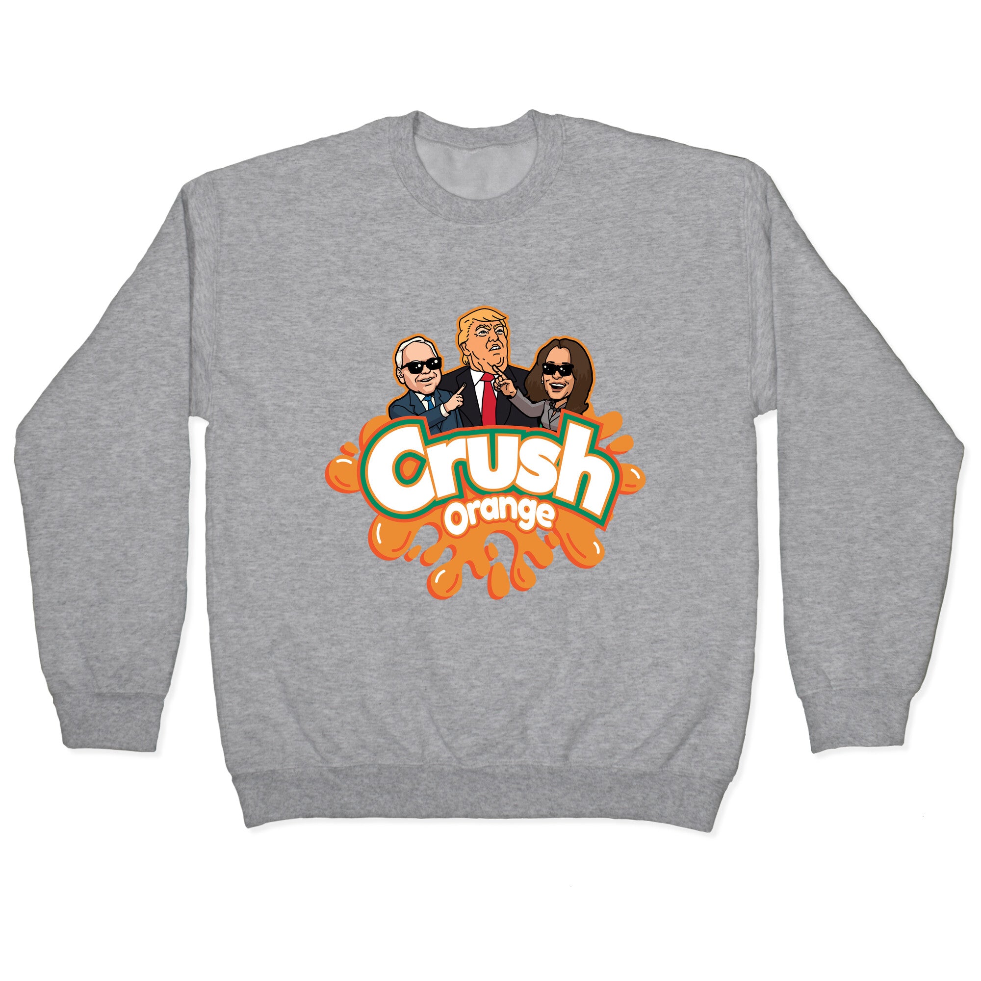 Orange Crush Harris Walz 2024 Crewneck Sweatshirt