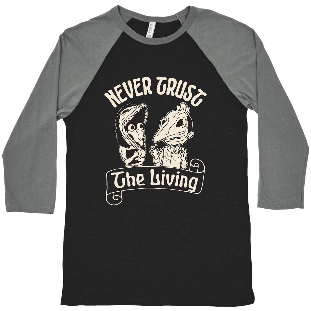 Beetlejuice Never Trust The Living Baseball Tee