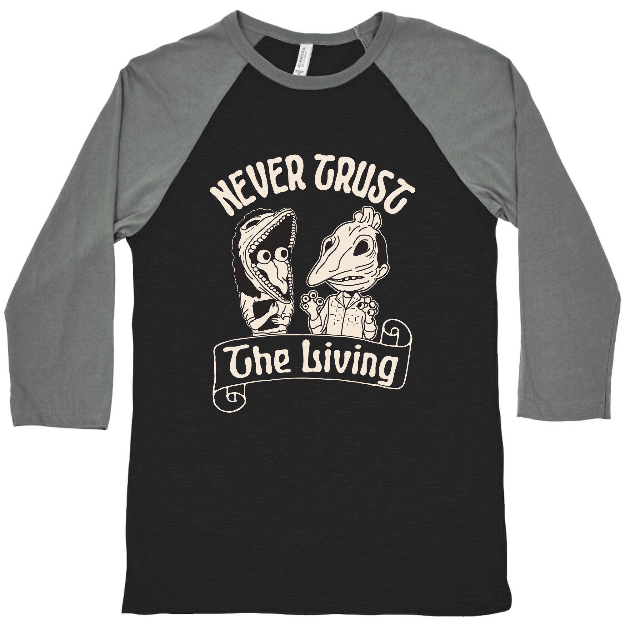 Beetlejuice Never Trust The Living Baseball Tee