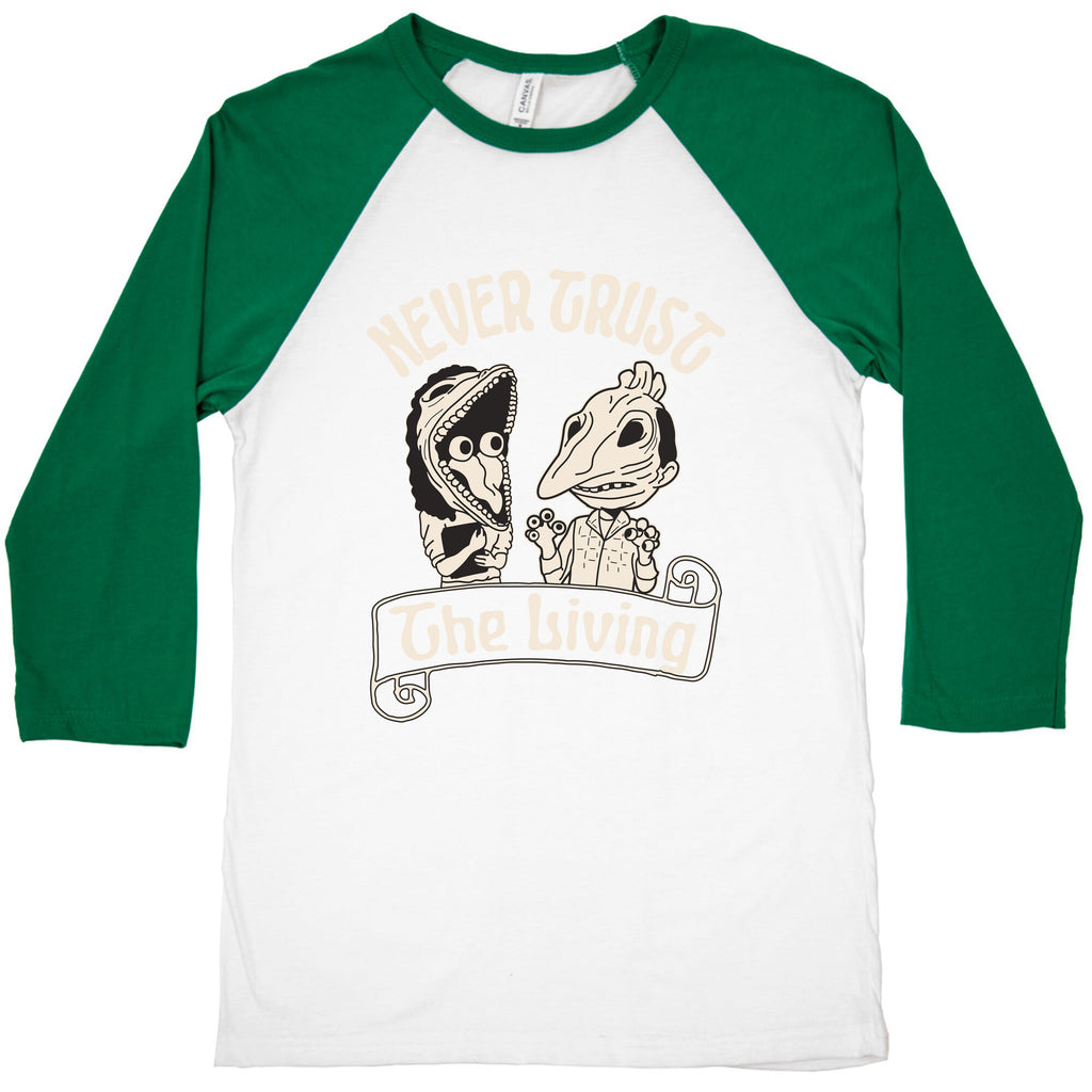 Beetlejuice Never Trust The Living Baseball Tee