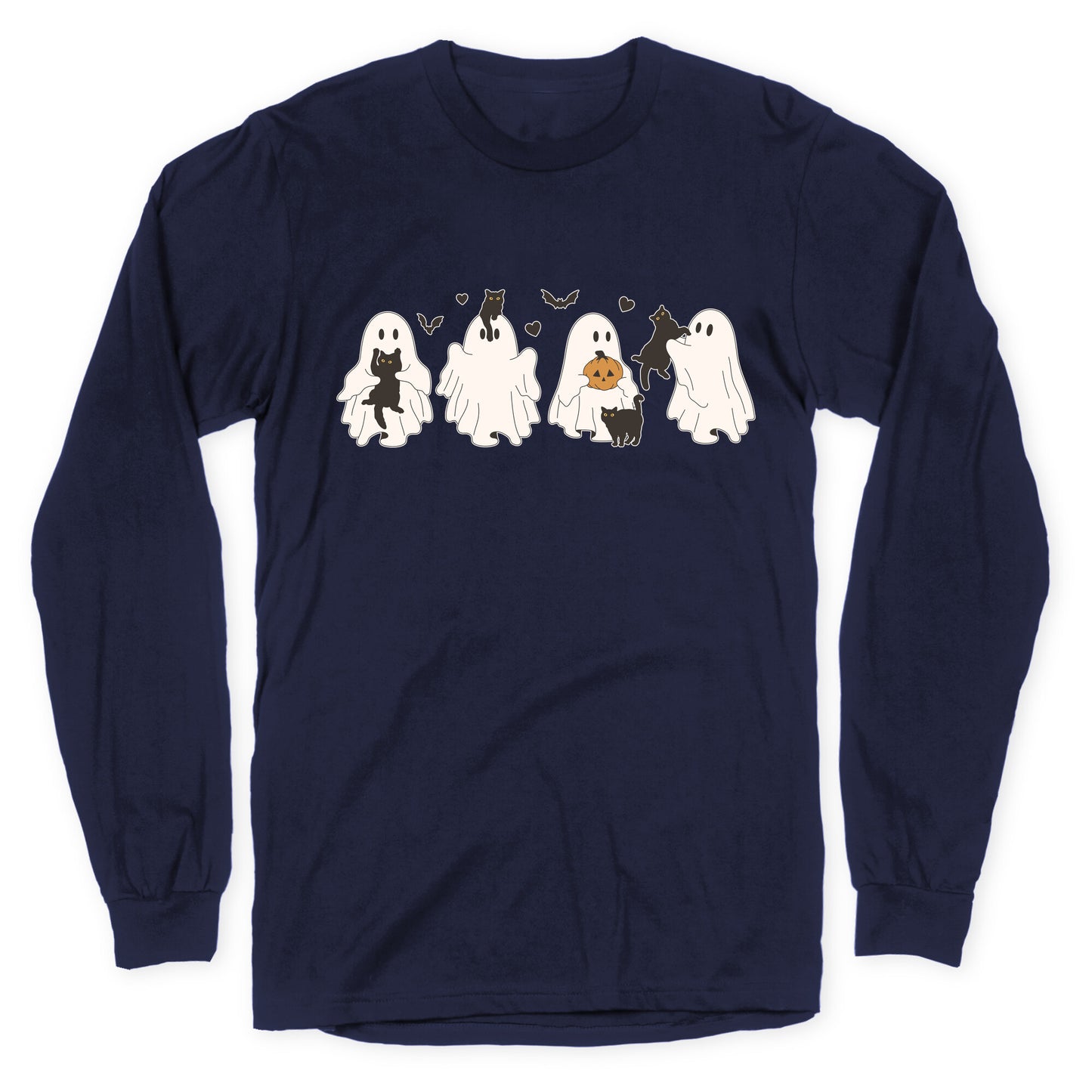 Cute Ghost Cats Longsleeve Tee