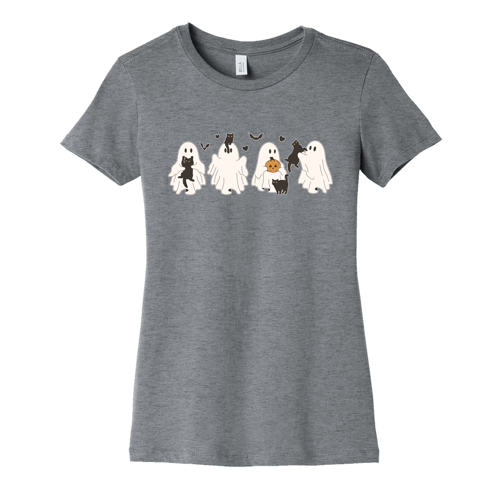Cute Ghost Cats Womens Cotton Tee