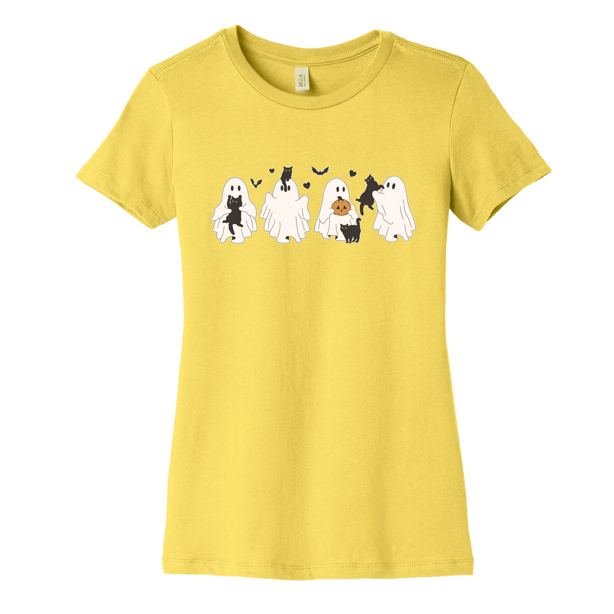 Cute Ghost Cats Womens Cotton Tee