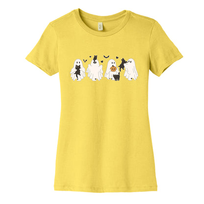 Cute Ghost Cats Womens Cotton Tee